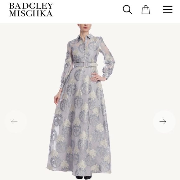 Badgley Mischka Jacquard Shirt Gown size 2 NWT - Picture 1 of 7